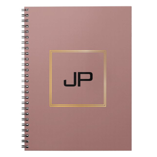 Carnet Modèle de monogramme personnalisé en or rose  (Devant)