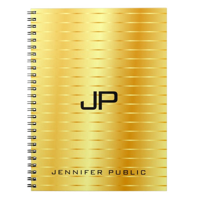 Carnet Modèle de monogramme personnalisé Faux Or (Devant)