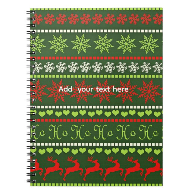 Carnet Modèle de motif de vacances rouge et vert (Devant)