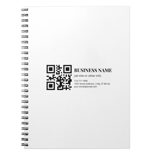 Carnet Modèle de nom d'entreprise de code QR personnalisé (Devant)