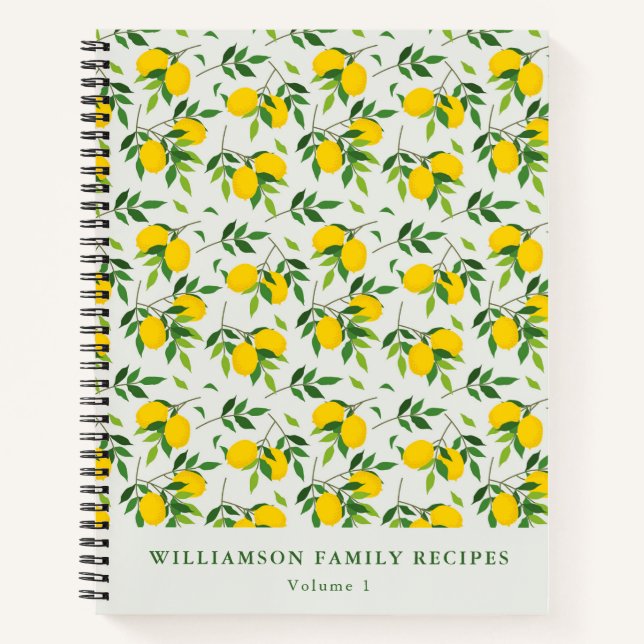 Carnet Modèle de recette personnalisé de fruits de citron (Devant)
