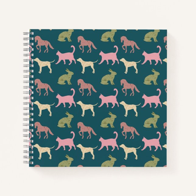 Carnet Modèle de silhouettes d'animaux Chien Chat Cheval (Devant)