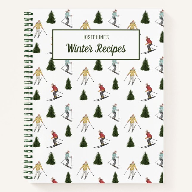 Carnet Modèle de skieuses à l'aquarelle Recettes d'hiver  (Devant)