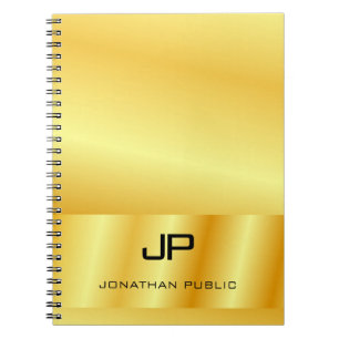 Carnet Modèle élégant personnalisé or faux monogramme