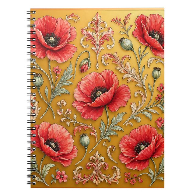 Carnet Modèle fleur de pavot doré (Devant)