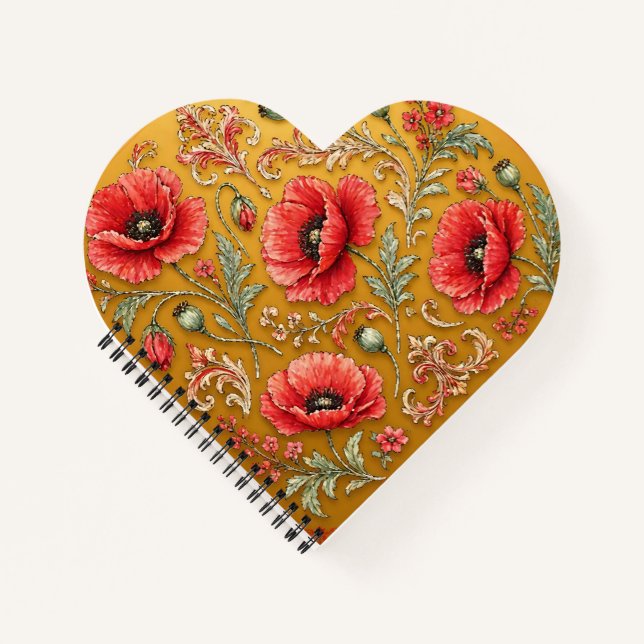 Carnet Modèle fleur de pavot doré (Devant)