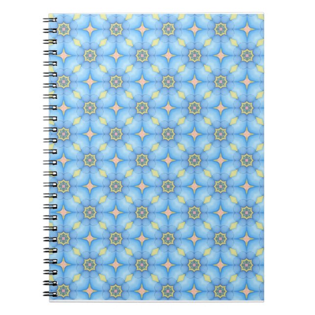 Carnet Modèle Floral Abstrait Bleu (Devant)