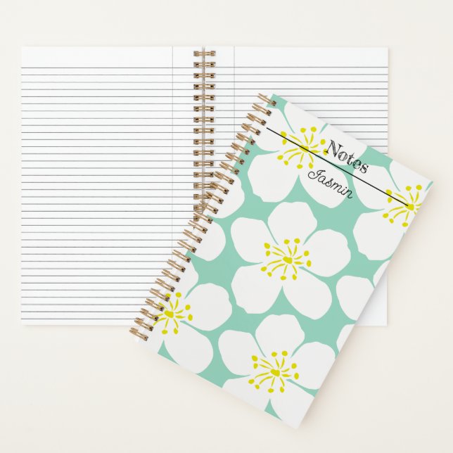 Carnet Modèle floral blanc (À l'intérieur)