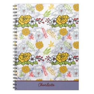 Carnet Modèle floral botanique coloré personnalisé