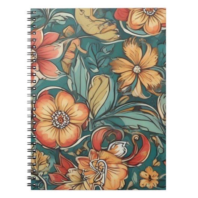 Carnet Modèle floral coloré | Fleurs sauvages (Devant)