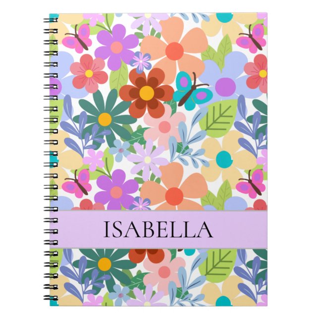 Carnet Modèle floral coloré moderne personnalisé (Devant)