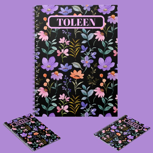Carnet Modèle floral coloré personnalisé (Créateur téléchargé)