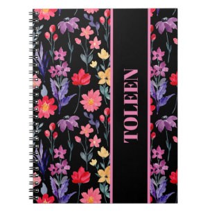 Carnet Modèle floral coloré personnalisé