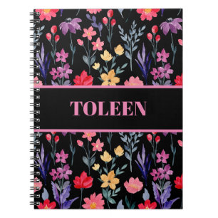 Carnet Modèle floral coloré personnalisé