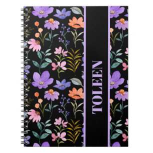 Carnet Modèle floral coloré personnalisé