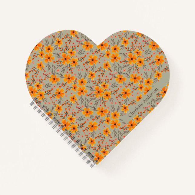 Carnet Modèle floral d'automne personnalisé (Devant)