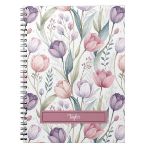 Carnet Modèle floral de tulipe scandinave personnalisée
