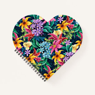 Carnet Modèle floral exotique peint à la main-23001