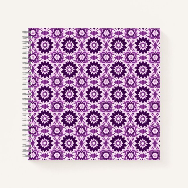 Carnet Modèle floral géométrique vintage Boho violet (Devant)