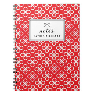 Carnet Modèle floral moderne rouge et blanc Personnalisé