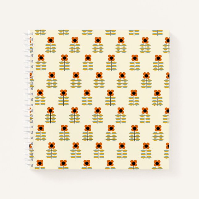 Carnet Modèle Floral Orange Inspiré Scandinave (Devant)