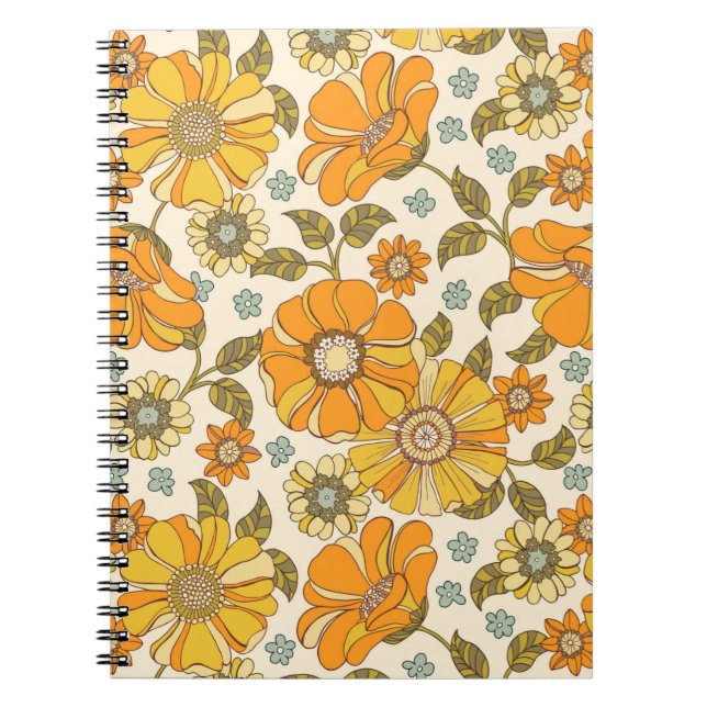 Carnet Modèle Floral Orange vintage (Devant)
