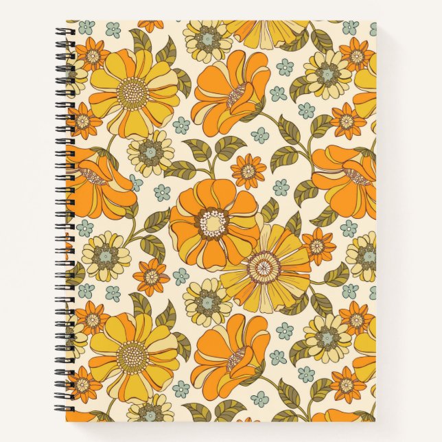 Carnet Modèle Floral Orange vintage (Devant)