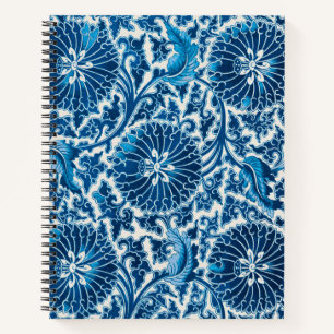 Carnet Modèle Floral Ornemental Bleu vintage