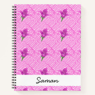 Carnet Modèle floral pourpre moderne
