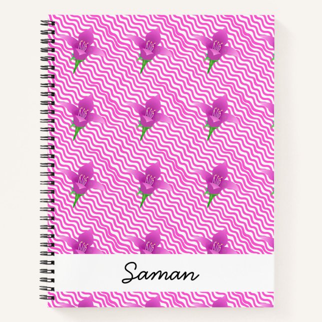 Carnet Modèle floral pourpre moderne (Devant)