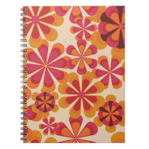 Carnet Modèle floral rétro les années 70 sans couture ave
