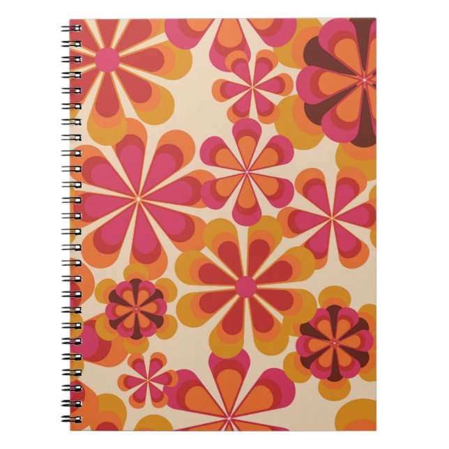 Carnet Modèle floral rétro les années 70 sans couture ave (Devant)