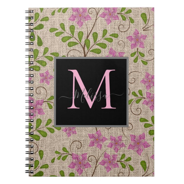 Carnet Modèle Floral rose vintage (Devant)