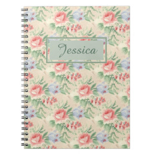 Carnet Modèle floral rose Vintage clair personnalisé