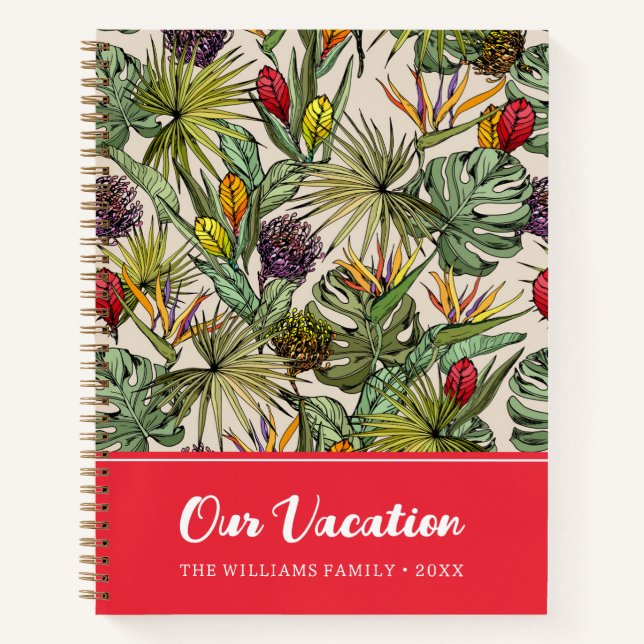 Carnet Modèle floral tropical | Nos vacances (Devant)