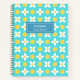 Carnet Modèle floral Turquoise bleu rétro personnalisé