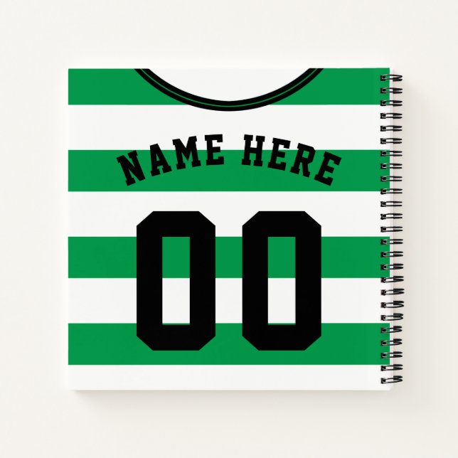 Carnet Modèle Jersey Green Stripes, Football (Dos)
