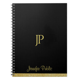 Carnet Modèle or personnalisé Texte moderne Monogramme Mo