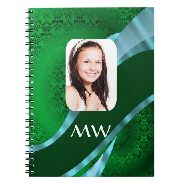 Carnet Modèle photo monogramme vert damé (Devant)