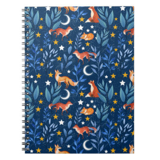Carnet Modèle sans couture de forêt nocturne renard céles