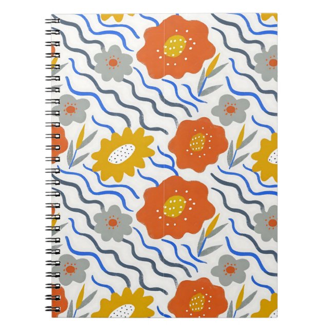 Carnet Modern Abstract Flowers Boho Wavy (Devant)