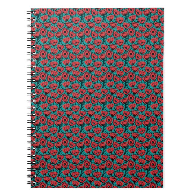 Carnet Modern Abstract Red Poppy Floral Pattern (Devant)