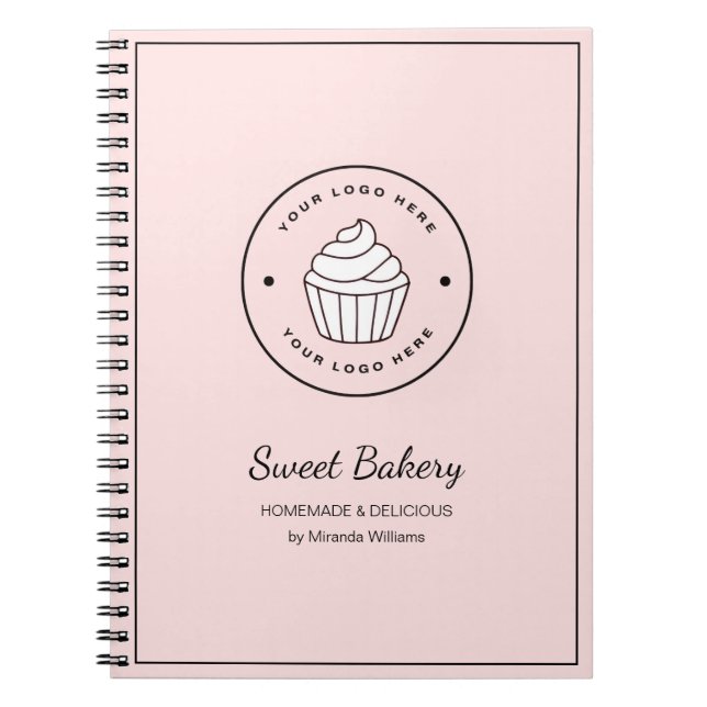 Carnet Modern Bakery Pink Custom Logo (Devant)