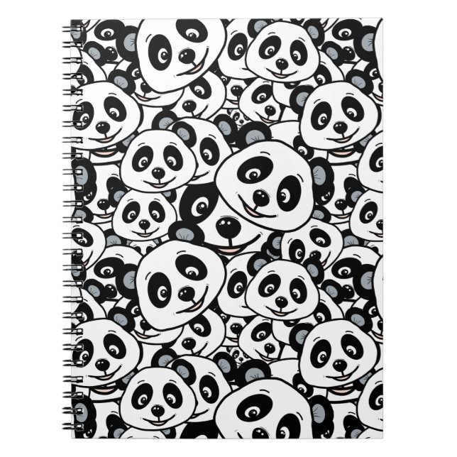 Carnet Modern Black and White Cute Panda Bear Pattern (Devant)