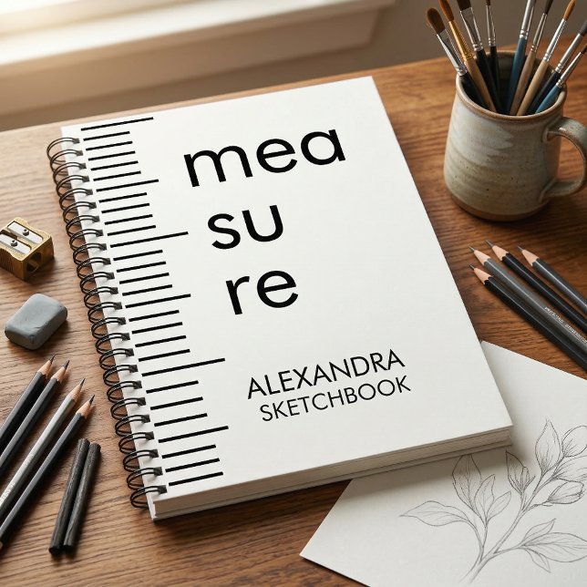 Carnet Modern Black White Measure Typography Sketchbook (Créateur téléchargé)