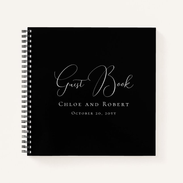 Carnet Modern Elegant Black and White Wedding Guest Book (Devant)