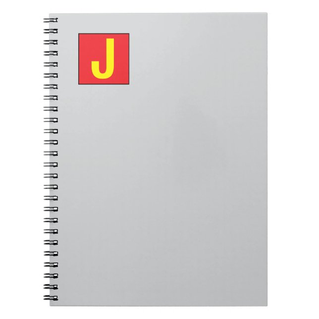 Carnet Modern Elegant Professional Monogram Red Yellow (Devant)