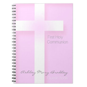 Carnet Modern First Holy Communion in Pink Guest Book