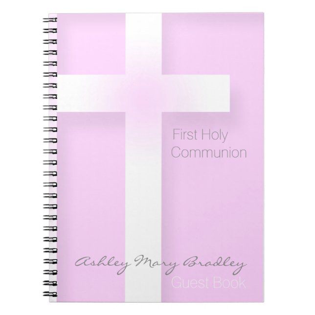 Carnet Modern First Holy Communion in Pink Guest Book (Devant)