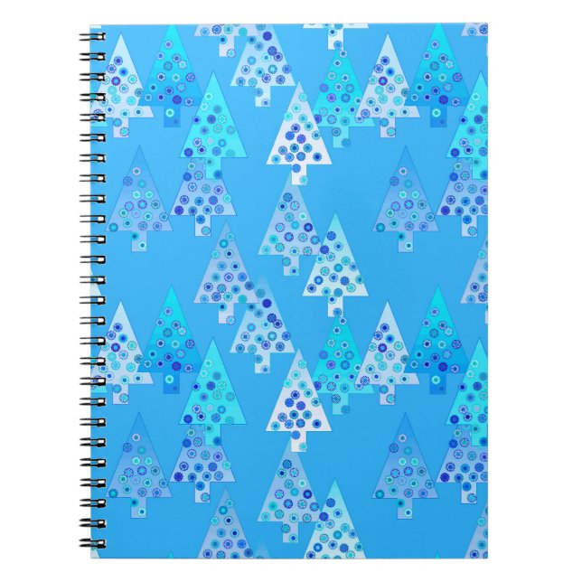 Carnet Modern flower Christmas trees - sky blue (Devant)